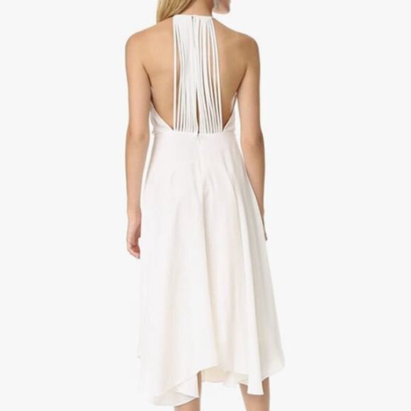 Halston Heritage Size 4 Chalk White Handkerchief Style Midi Dress Glam Party - Picture 2 of 14